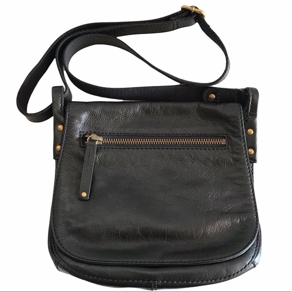 Fossil Black Leather Crossbody with Gold-Tone Hardware
